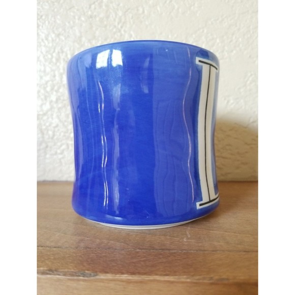 Anthropologie Hand Painted Monogram Initial Letter L Blue Coffee Cup Mug - Picture 5 of 8
